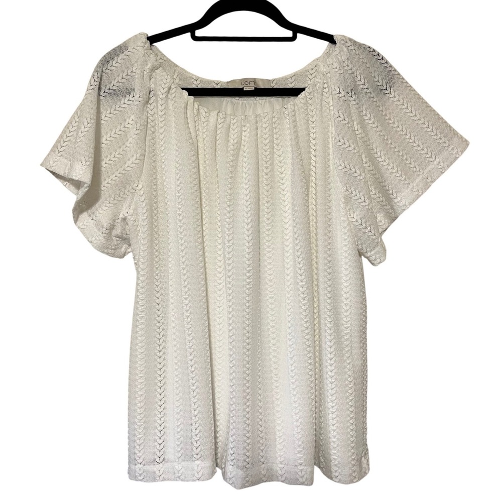 LOFT White Eyelet Off-Shoulder Blouse